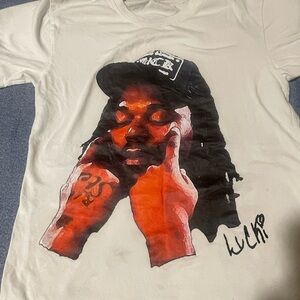 Graphic White Tee with Red Accents